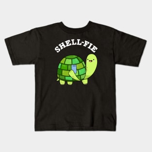 Shell-fie Cute Tortoise Selfie Pun Kids T-Shirt